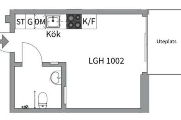 Stilren studio med uteplats i Nacka